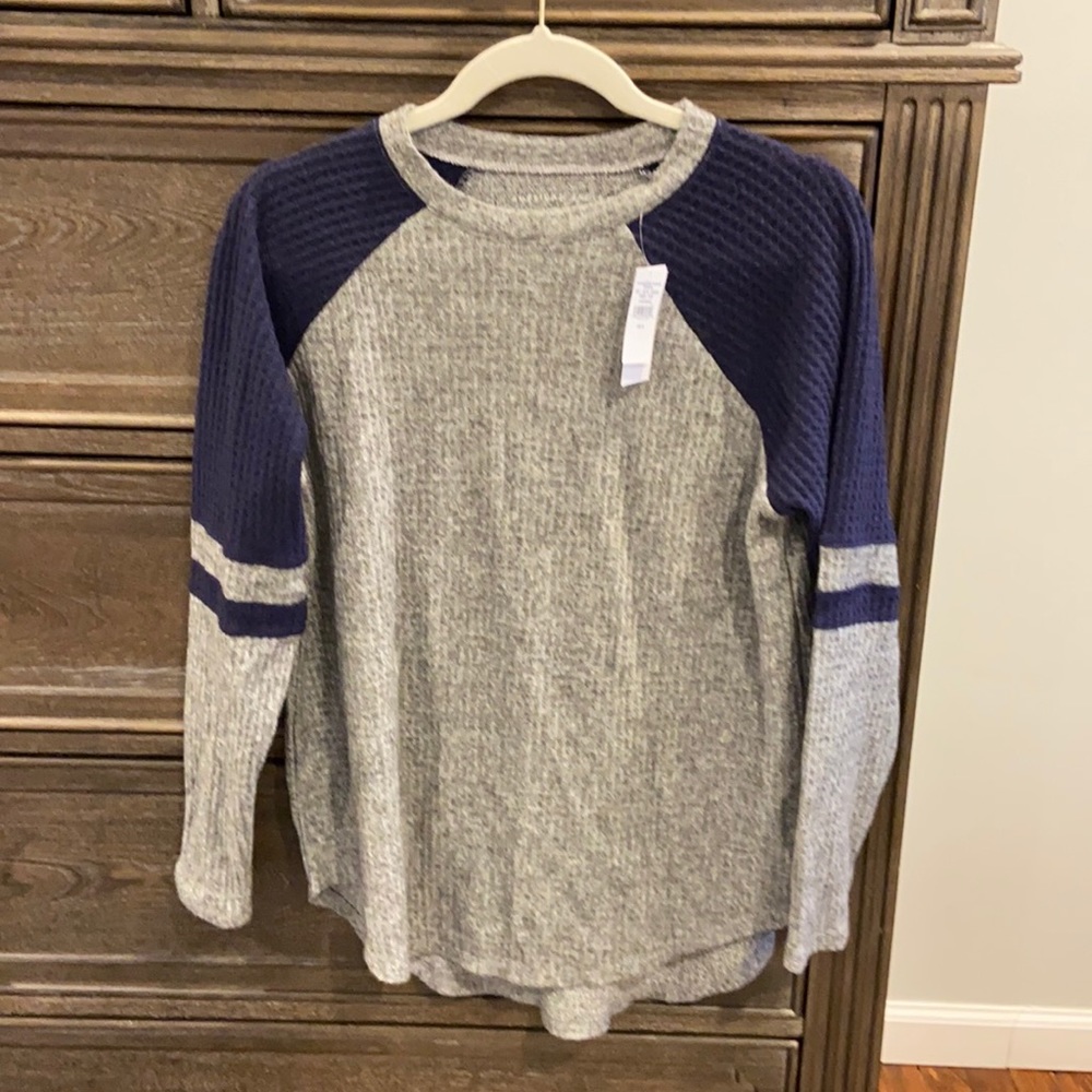 Brand new woman’s waffle shirt. Soft. Navy striped